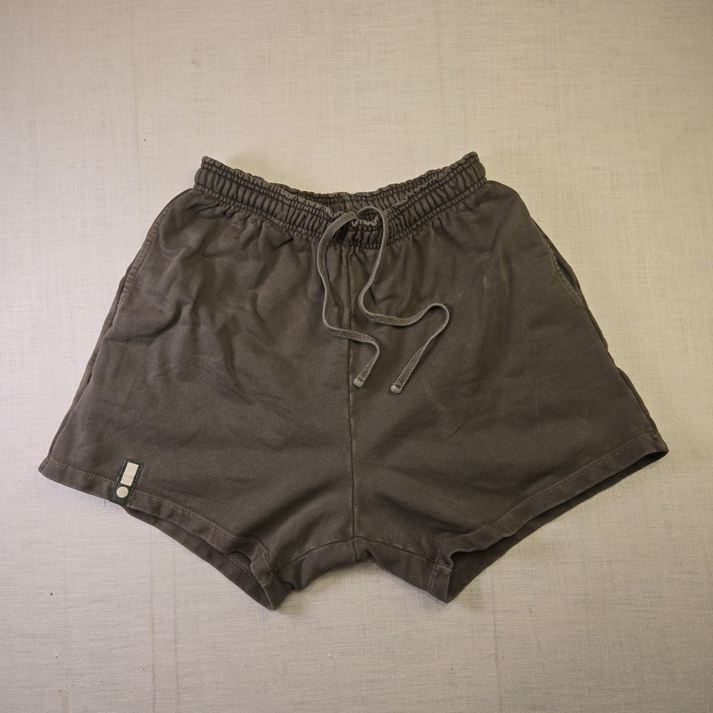Daily Drills Sweat Shorts L XL Womens Charcoal Grey Faded Drawstring Pockets EUC